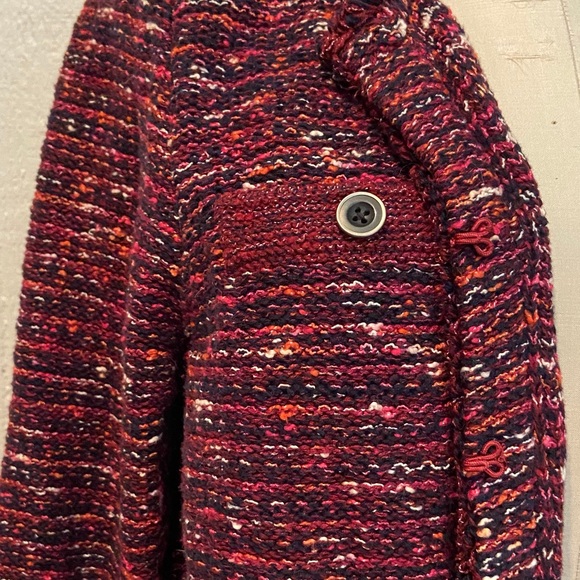 J Jill Burgundy Tweed Knit Sweater Jacket - Picture 4 of 5